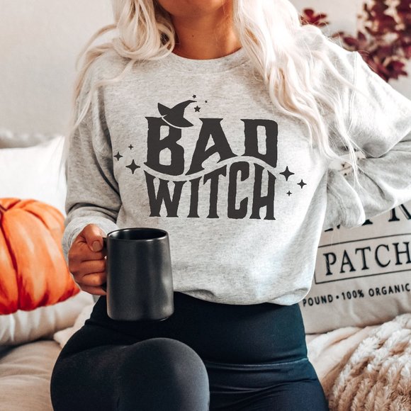 Tops - Bad Witch Sweatshirt Halloween Sweatshirt Thanksgiving Sweatshirt